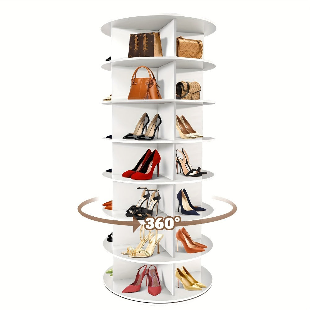 Shoe Racks and Shoe Organizers, Rotating Shoe Rack Tower 7-Tier 360° Spinning - Holds 28 shown in the main product view