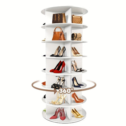 Shoe Racks and Shoe Organizers, Rotating Shoe Rack Tower 7-Tier 360° Spinning - Holds 28 shown in the main product view