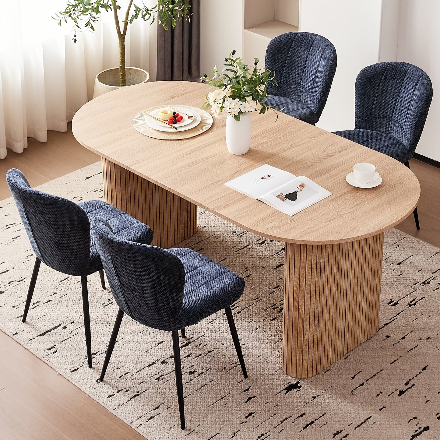 Dining Table shown in the Curve Natural option