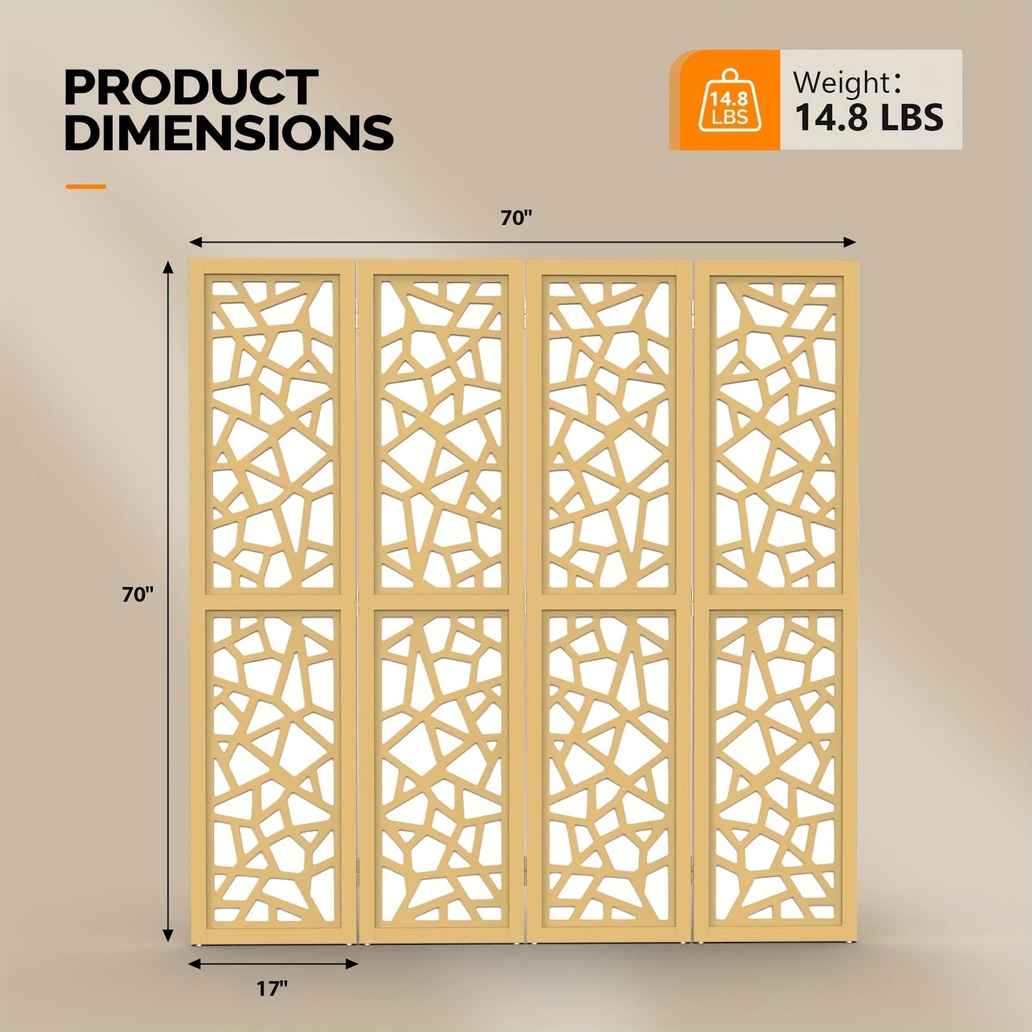 Room Divider shown in the Golden color, 4 panels option