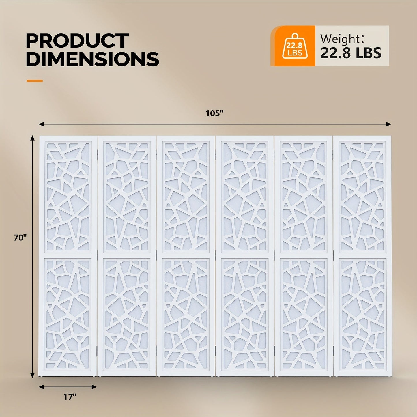 Room Divider shown in the White, 6 Panel option