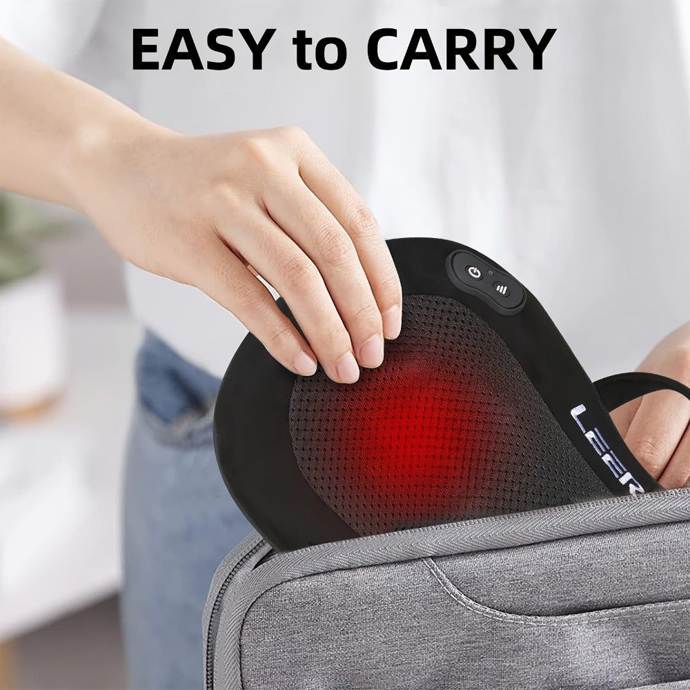 Neck & Back Massager Pillow with Heat – Wireless 3D Kneading Acupressure Electric Massage Pillow for Lumbar, Shoulder & Neck Pain Relief, Portable Unisex Gift