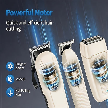USB Rechargeable Hair Clipper for Men with LCD Display — Professional Large-Capacity Battery Clipper, Reinforced White Design, Home Salon & Travel Essential, Gift for Dad & Son
