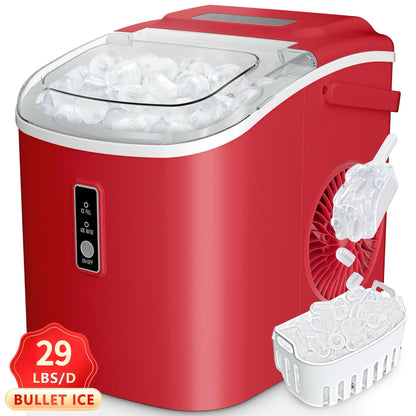Self-Cleaning Ice Maker Countertop 8 Cubes in 6 Minutes, 2 Ice Sizes S/L, 26-29 Lbs Per Day, Smart ICE FULL & ADD WATER Indicators, Portable Handle, 6 Colors for Home Kitchen Camping RV