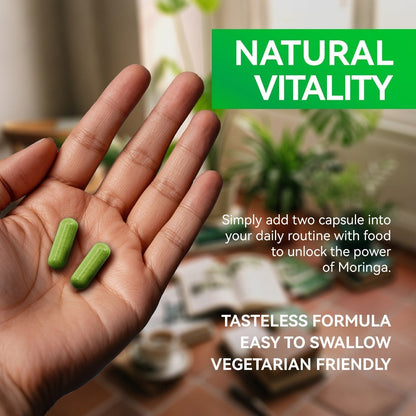 Moringa Capsules 12000mg Organic Superfood Supplement - Antioxidant, Immune Support, Skin Health & Natural Energy for Women & Men - Stimulant-Free Green Superfood Daily Capsules 60-180 Count
