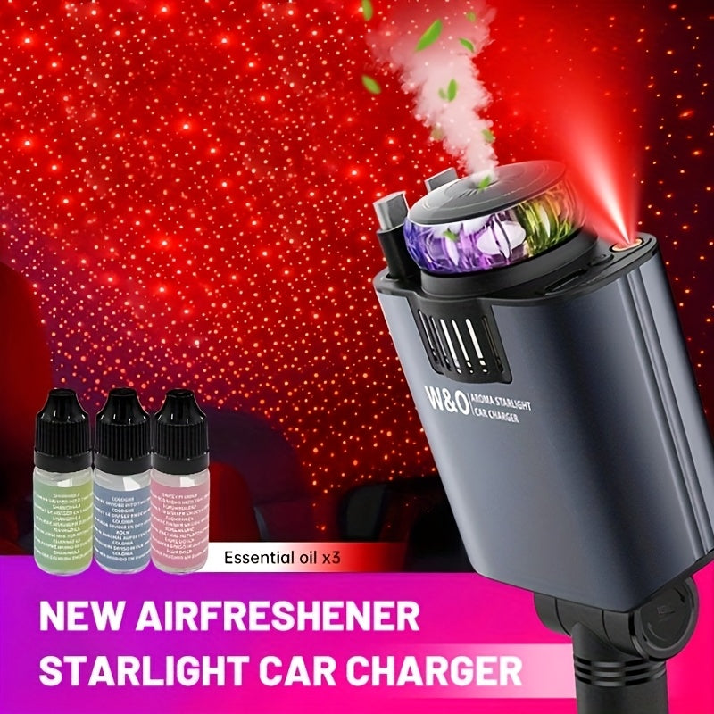 3-In-1 Multifunctional Perfume Machine Car Charger with Starry Sky Light - 3 Kinds of Perfume, Dual 80Cm/32Inch Retractable Cable, Durable And Tangle-Free Adapter for Iphone 16/15/Plus/Pro Max, for S25/24 - Christmas New Year Birthday Gift