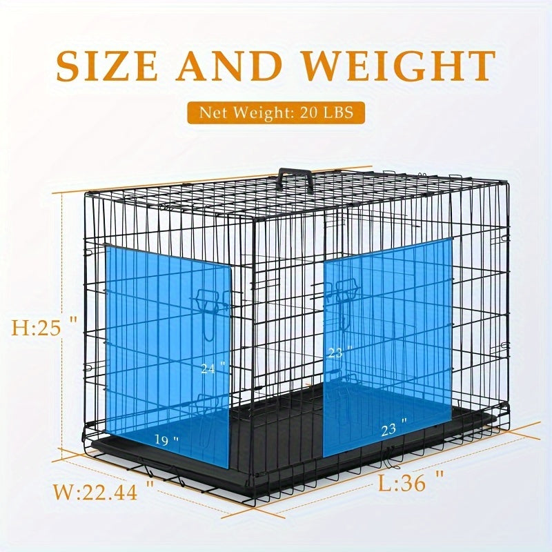 Dog Crate Foldable Metal Wire Dog Cage with Divider Panel & Leak-Proof Tray – Indoor Outdoor Dog Kennel for Small Medium Dogs, Rabbits & Small Animals, Multiple Sizes & Colors