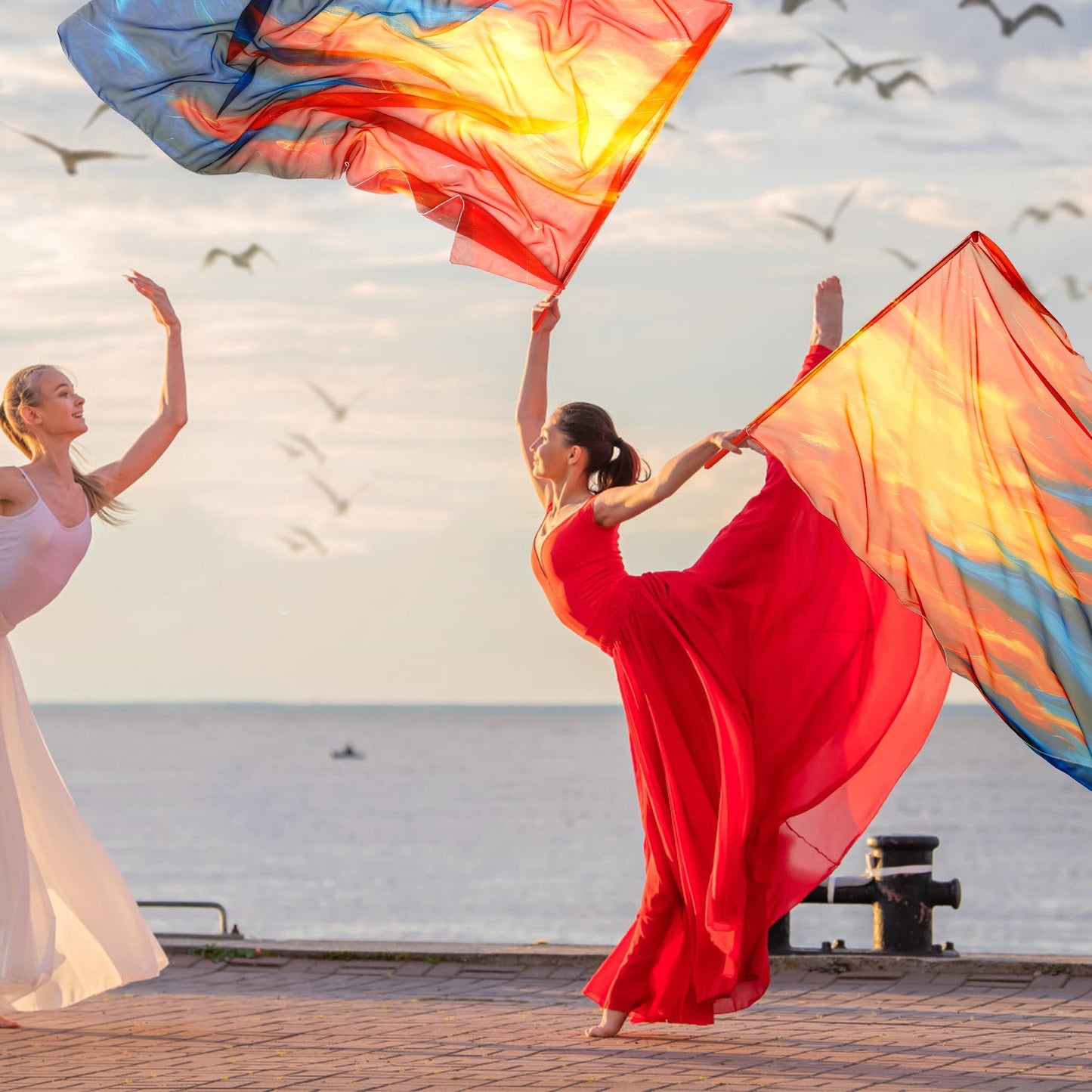 Praise Dance Flags with Scalable Rods – Rectangle Worship Set