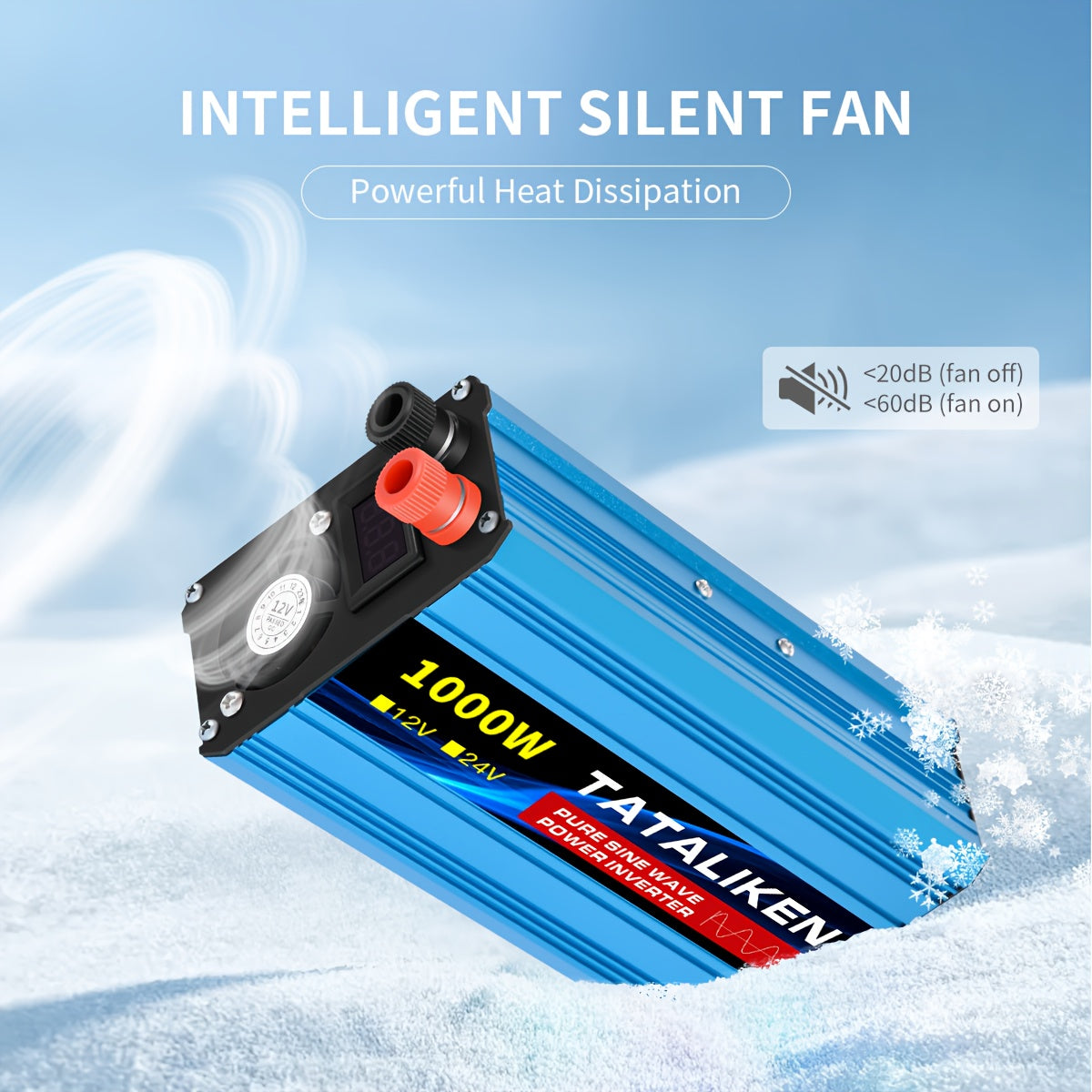 TATALIKEN Pure Sine Wave Inverter 1000W (peak) / 5000W (peak) Power, 12V/24V to 110V DC to AC, for Power Outages, Camping, Backup, And Automotive Accessories, Without Battery