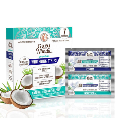 Hydrogen Peroxide Whitening Strips 7-Day Treatment — Non-Slip Dry Strip Technology with Coconut Oil Formula, Removes Coffee Wine & Smoking Stains, Easy Peel-Off for Brighter Smile, Enamel Safe