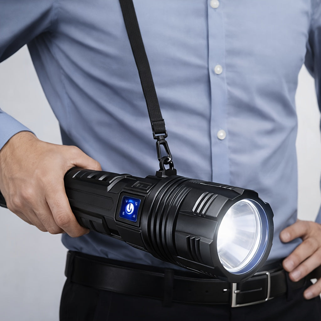 High Lumen LED Flashlight, USB Rechargeable 3000mAh Zoomable Torch, 3 Modes Waterproof Handheld Flashlight for Hiking, Camping, Hunting, Emergency & Outdoor Use