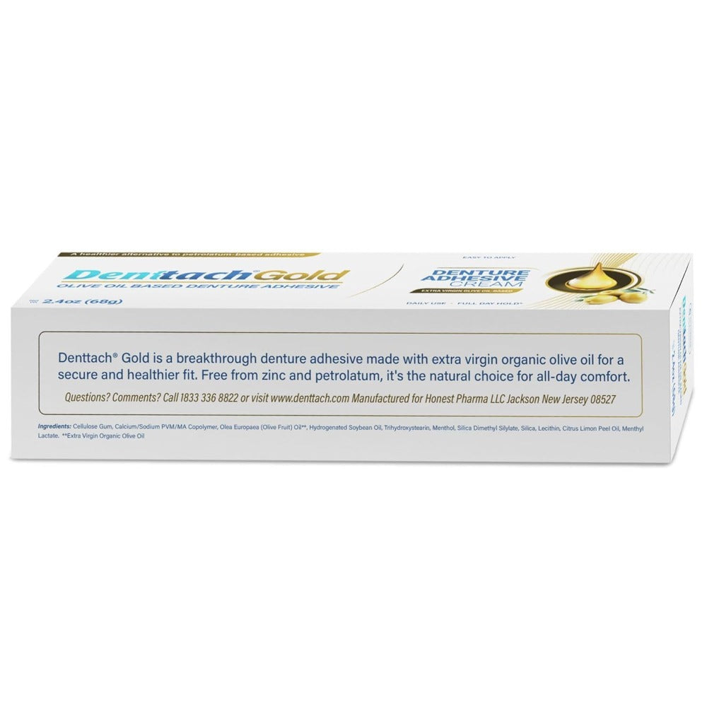 Denture Adhesive Cream Zinc-Free Olive Oil Formula – All Day Strong Hold for Full & Partial Dentures Petroleum-Free Non-Toxic Denture Glue 2.4 oz Secure Comfortable Fit for Seniors Daily Use