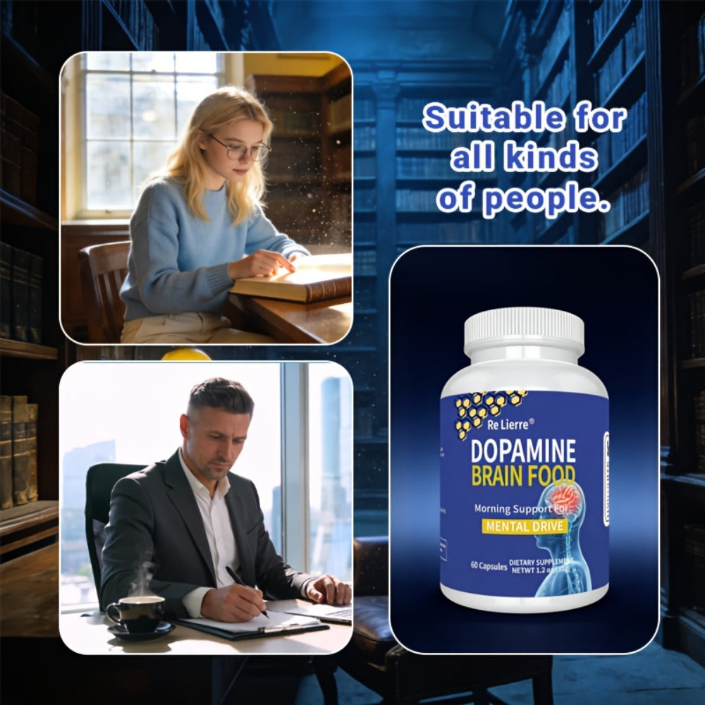 Magnesium Glycinate Brain & Sleep Capsules — Dopamine Support Nootropic Formula | Focus Mental Clarity Mood & Restorative Sleep | High-Potency Daily Supplement | 60 Capsules