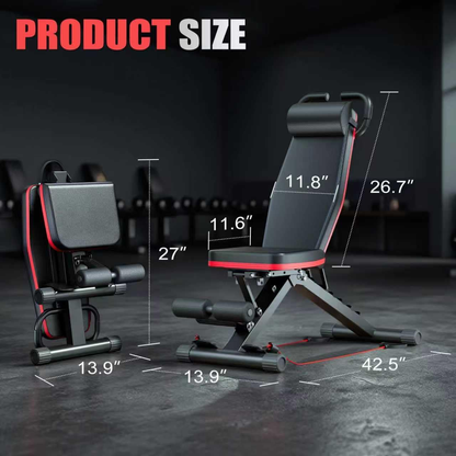 Adjustable Weight Bench 14-in-1 Foldable – 1000 lbs Capacity, 6 Incline Levels, Incline Decline Flat for Home Gym Full Body Workout