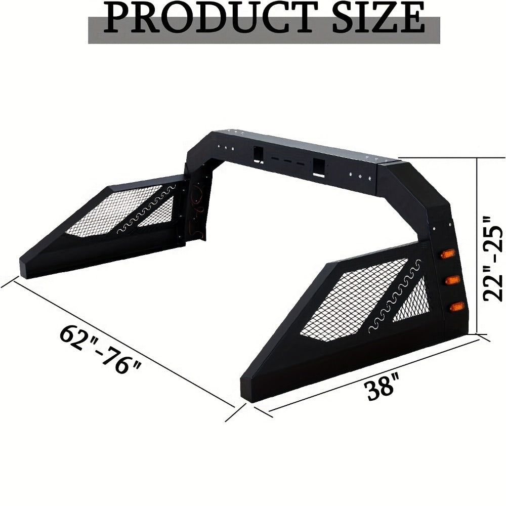 Truck Roll Bar Chase Rack – Heavy-Duty Steel, Adjustable & Extendable, Universal Fit for Pickup Trucks, Mounts Lights Spare Tire & Accessories