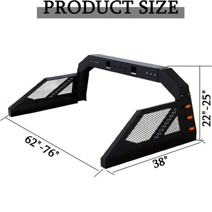 Truck Roll Bar Chase Rack – Heavy-Duty Steel, Adjustable & Extendable, Universal Fit for Pickup Trucks, Mounts Lights Spare Tire & Accessories