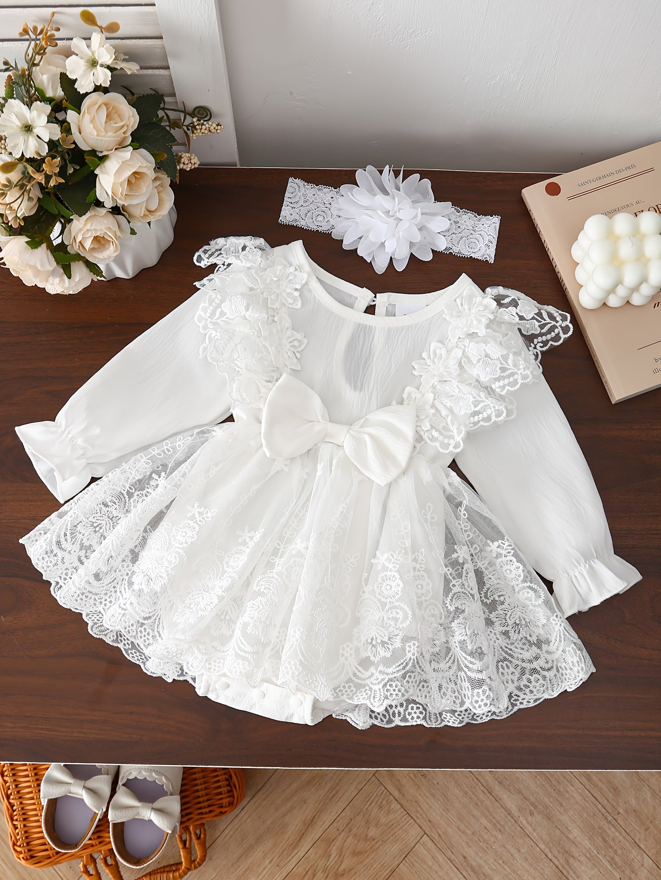 Baby Girls Outfit Set - Floral Lace Style 58821