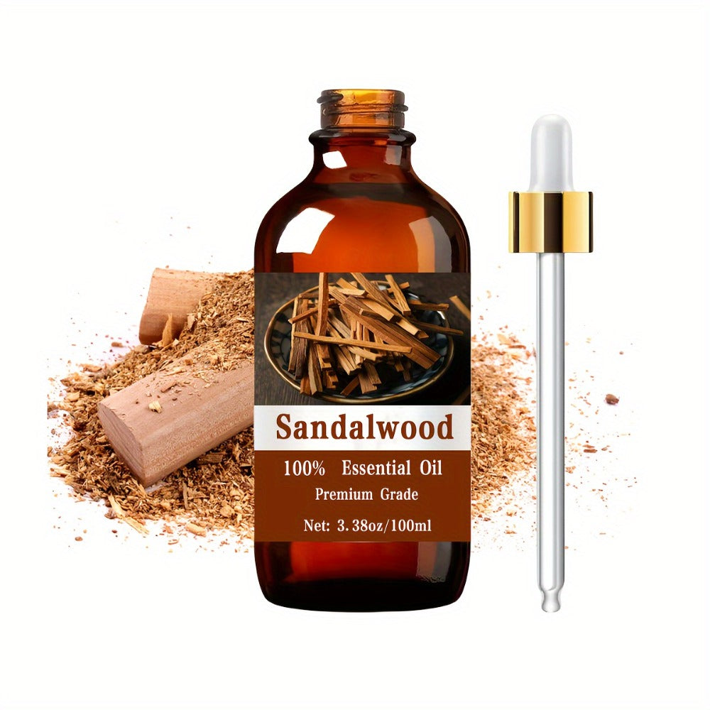 Pure Sandalwood Body & Hair Oil 100ml – Moisturizing Essential Oil for Skin Care, Scalp Treatment & Relaxing Massage | Warm Woody Aromatherapy Oil | Nourishing Gift for Women & Men, 3.38 fl oz