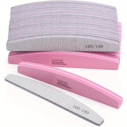 Nail Files and Buffers Professional 100 180 Grit Double-Sided Sanding Boards Reusable Polishing Blocks for Manicure Pedicure Salon Home Use Value Pack 20 or 35 Pieces