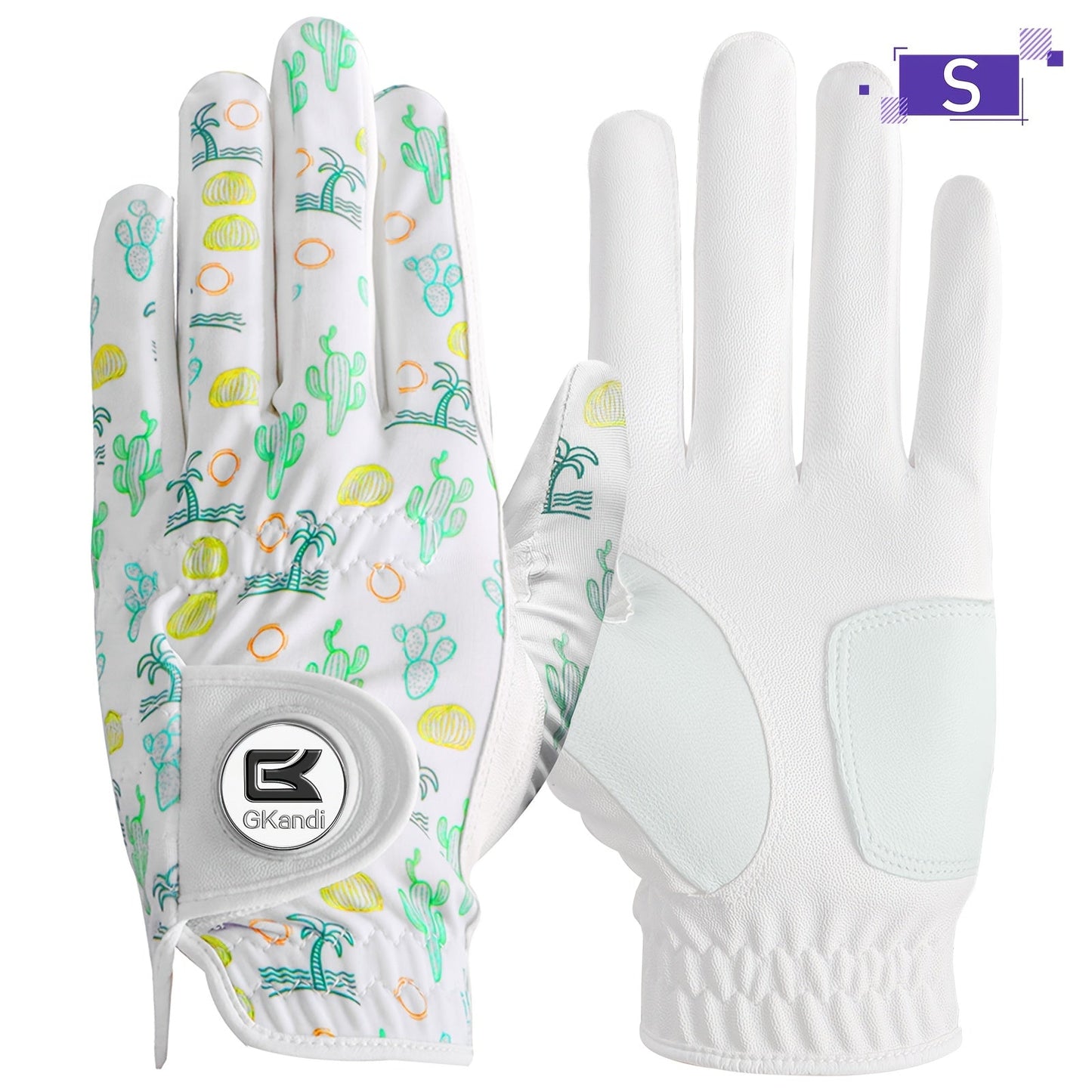 Men's Golf Glove Left Hand with Ball Marker - Breathable All Weather Grip, Hook & Loop Closure, Sizes S M ML L XL, USA Flag, Blue & White, Stylish Polyester Golf Gloves for Men Golfers, Confident Swing Every Round