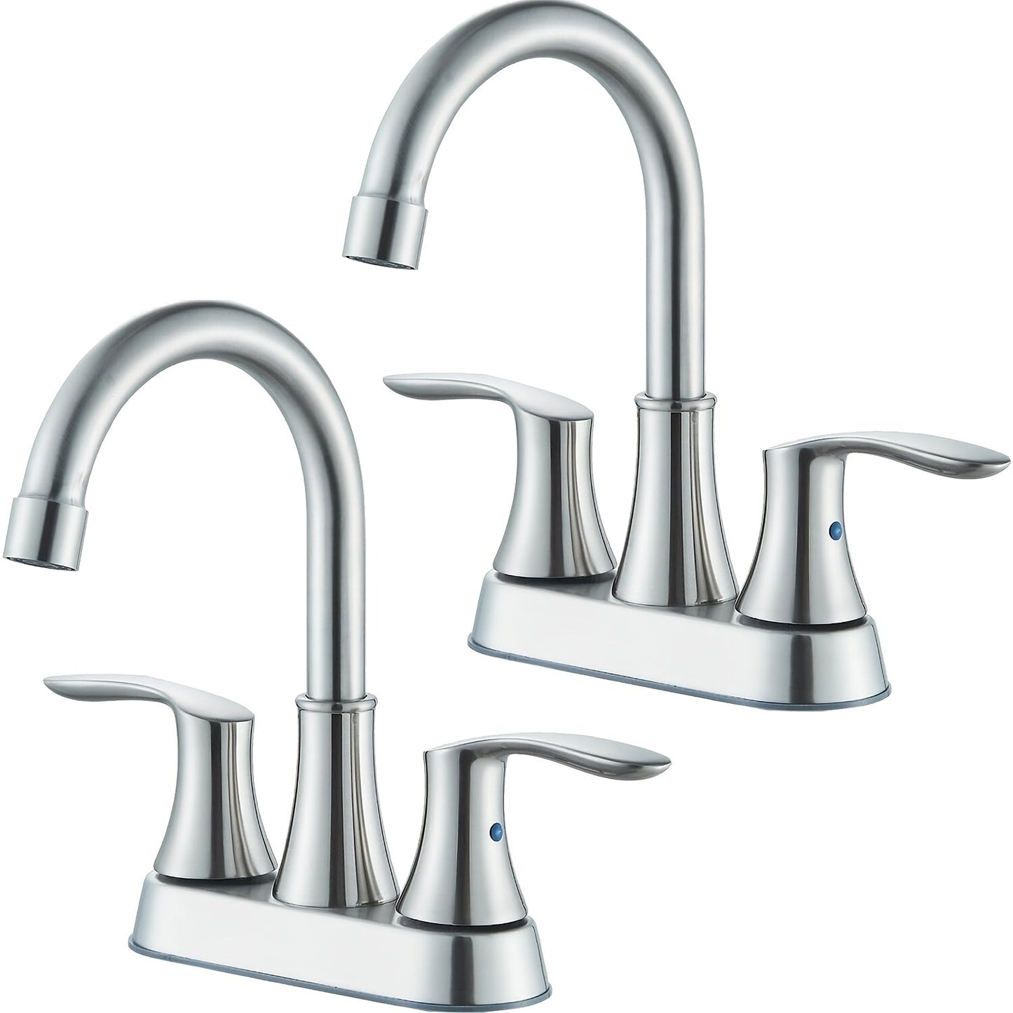 Centerset Bathroom Faucet 2 Handle 4 Inch - Lead-Free Dual Handle Vanity Sink Faucet with Pop-Up Drain & Supply Lines, Brushed Nickel, Matte Black, Oil Rubbed Bronze, Brushed Gold, 2-3 Hole RV Compatible