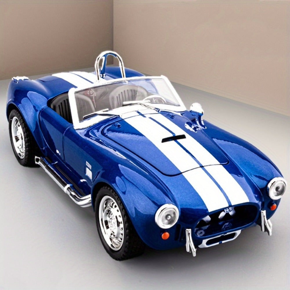 Shelby Cobra 1:22 Scale Zinc Alloy Diecast Model Car – Collector-Grade Exhibition-Quality Replica with Openable Doors, Static Display for Home Office Desk, Birthday Gift (Black / Blue / Red)
