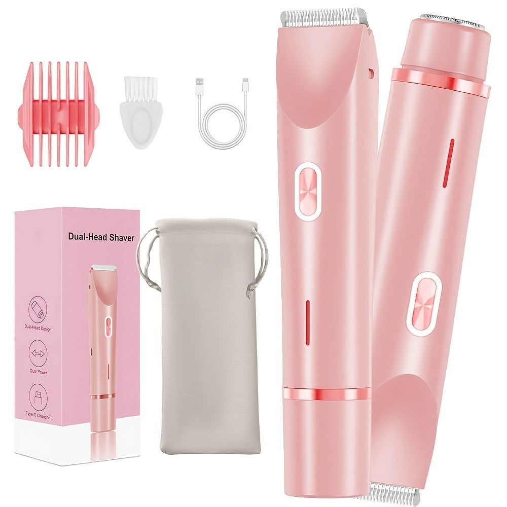 Electric Shaver for Women 2-in-1 Bikini Trimmer Portable USB Rechargeable Painless Wet Dry Lady Shaver with Precision Combs for Face Arms Legs Underarms Bikini Line