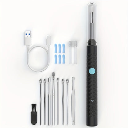 Ear Cleaning Camera Kit 1080P HD Rechargeable Lithium Battery – 6 Ear Spoons, Ear Tweezers, Visual Ear Wax Removal Tool Compatible with All Smartphones for Adults Safe Home Ear Care