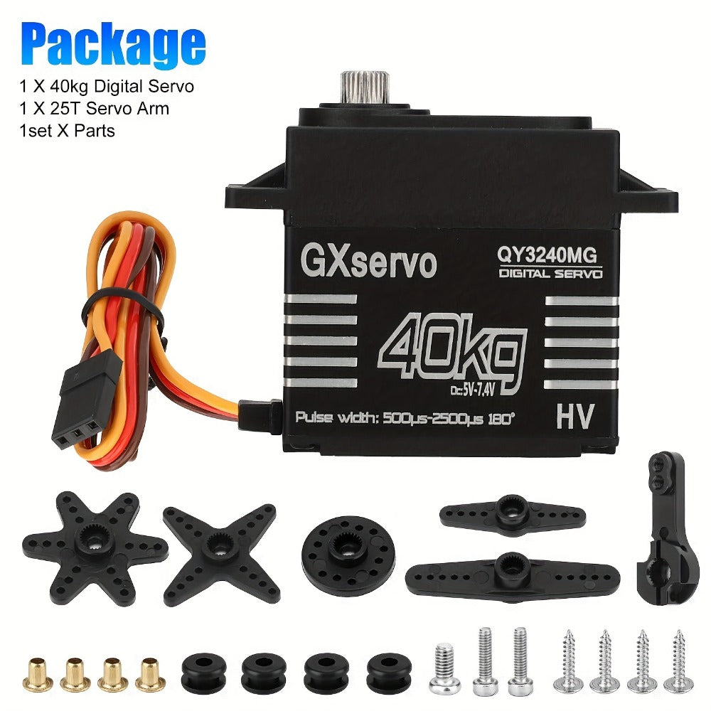 High Torque Digital Servo 88.18LB 180° Metal Gear – 25T Servo Arm for 1/8 1/10 RC Cars Trucks Crawlers & Robots, Precision Steering Upgrade, RC Enthusiast Replacement Part & Robotics Accessory