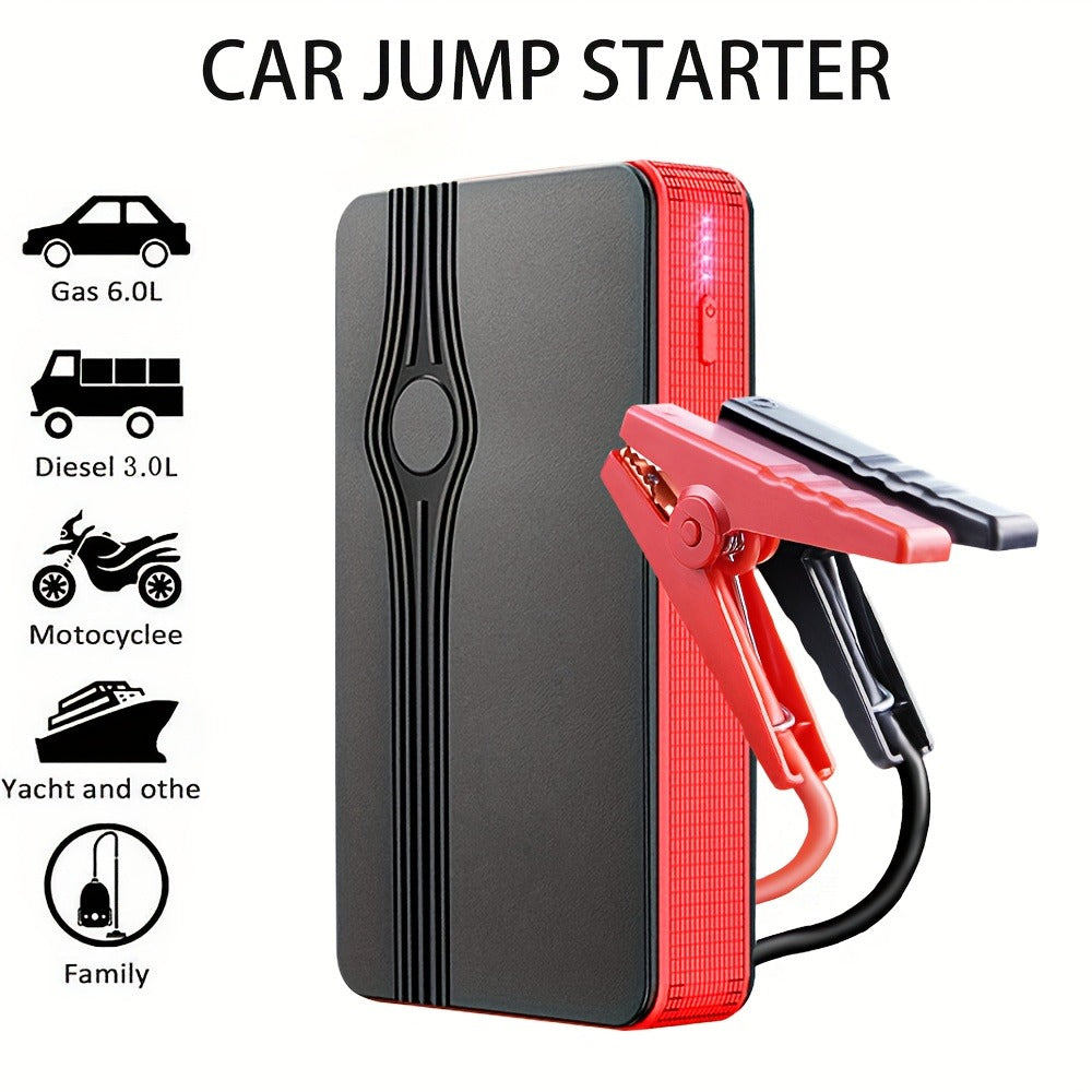Portable Car Jump Starter Power Bank 200A Peak – 12V Emergency Battery Booster for Gas Engines Under 2.0L, USB & Type-C Charging, LED Light, Lithium Battery, Compact 460g Design