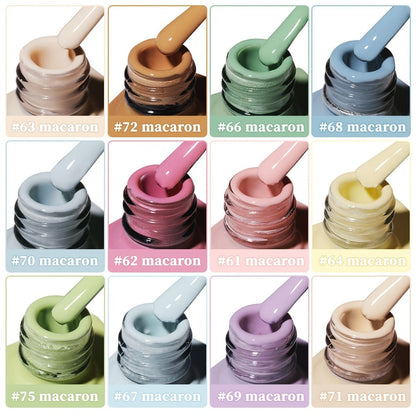Gel Nail Polish Set 12 Colors Candy Macaroon – Bright Multicolor Semi Permanent Soak Off UV LED Nail Art Kit for Salon & DIY Spring Summer Manicure 0.51oz Each