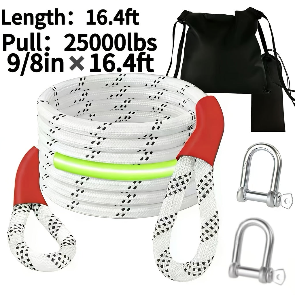 Heavy Duty Recovery Tow Rope, 7500 LBS Break Strength | Emergency Tow Rope for Truck, for Jeep, ATV & More, Towing Strap with 2pcs D Ring Shackles, Reflective Safety Flag, Storage Bag, Durable Polyamide Material