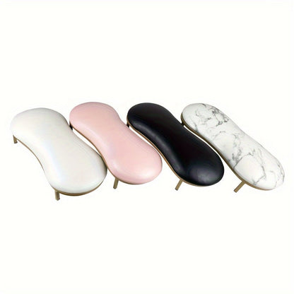 Nail Arm Rest with Metal Base Ergonomic Microfiber PU Cushion 15 Degree Tilt - Luxury Manicure Wrist Rest for Nail Salon Professional Nail Tech Black White Pink