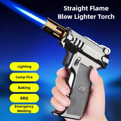 Kitchen Butane Torch Lighter with 6-Inch Flame – Refillable Windproof Blow Torch with Safety Lock, Flame Lock & Tank Adapters, Adjustable Jet Flame for Cooking, Creme Brulee & BBQ (Butane Not Included)
