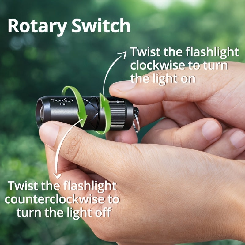 Magnetic EDC Flashlight Tank 007 E16 – Type-C Rechargeable Mini Zoomable LED Torch, Lithium Polymer Battery, Compact Aluminum Alloy Design for Outdoor & Indoor Use