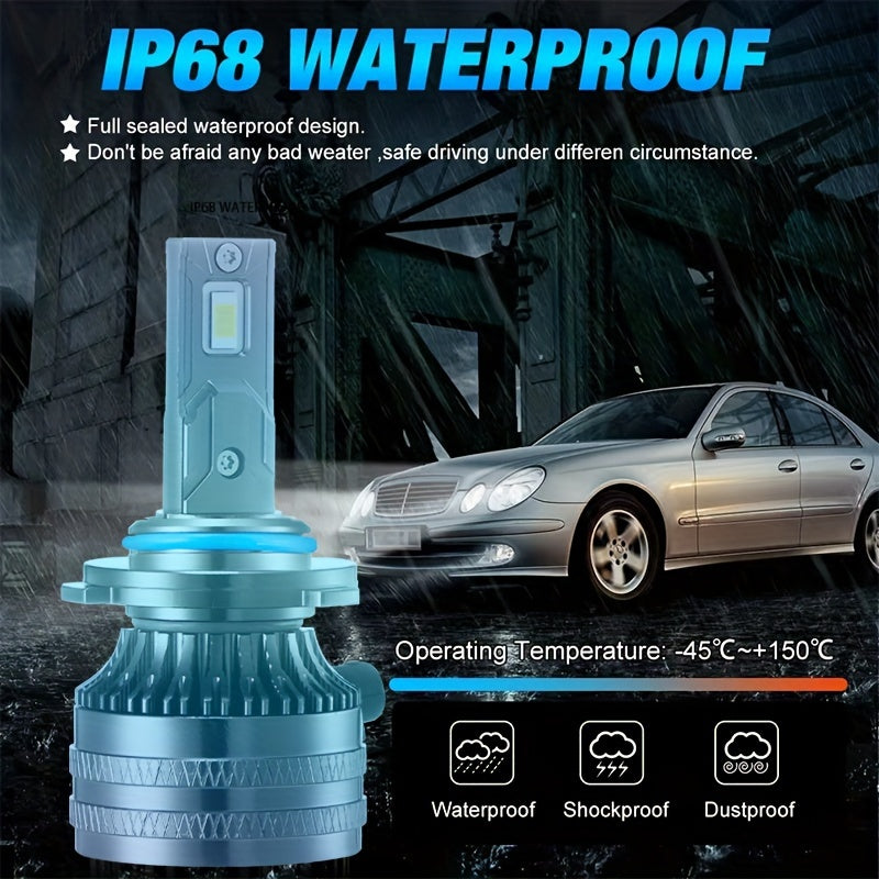 2pcs H1 LED Bulbs, H7 LED Bulbs, H4 LED Bulbs, H11 HB3 9005 Bulbs, HB4 9006 Bulbs, HIR2 Bulbs. Perfect for Car Enthusiasts As A Gift to Enhance Nighttime Driving Safety. Upgraded with 30, 000 Lumens, 350 Watts, Automatic Headlights, 12V, 6500K.