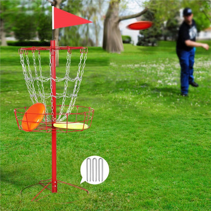 Portable Disc Golf Basket 12 Chain – Heavy Duty Metal Frame, Galvanized Chains, Easy Assembly, Indoor & Outdoor Practice Target for All Skill Levels – 4 Colors: Black, Orange, Red, Blue