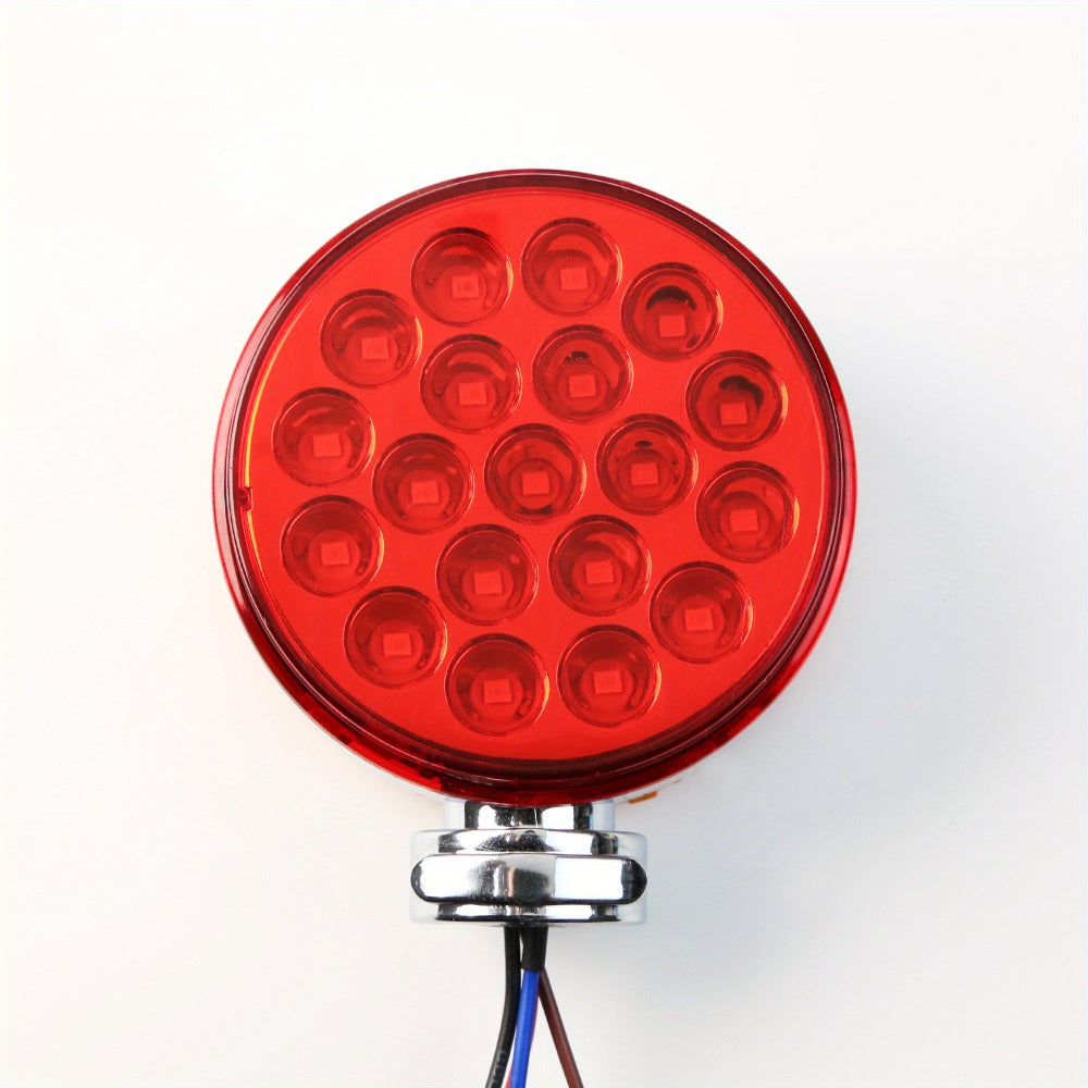 Truck Pedestal Lights Kit 4 Pack - 2pcs 4 Inch Round Double Face LED Turn Signal Lights 38-LED & 2pcs 3 Inch Round Double Face LED Marker Lights, Universal Trailer Semi Truck