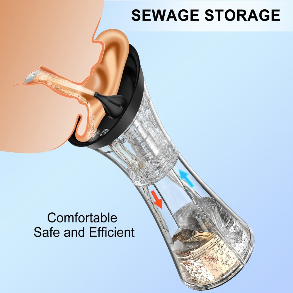 Electric Ear Irrigation Kit Upgraded 4-Speed Dual Tank Design – 6 Tips Hydraulic Ear Wax Removal with Water Temp Sensor, Visual Waste Tank, USB Rechargeable, Nozzle Belt, Safe Home Ear Cleaner