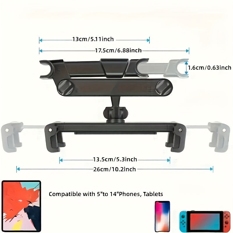 Car rear headrest tablet stand, Car Trip Essential Compatible with 5-inch to 12 inch tablets/ iPad/ iPhone/ Tab/ Fire HD/ Switch, etc. 9 inch equipment