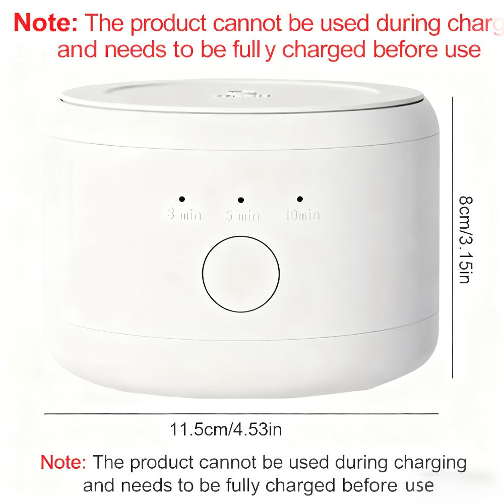 Electric Ultrasonic Cleaner Machine for Dentures Jewelry & Glasses — USB Rechargeable 3 Speeds Auto Timer 180ml Tank One-Touch Portable Dental Cleaning Device for Home & Travel