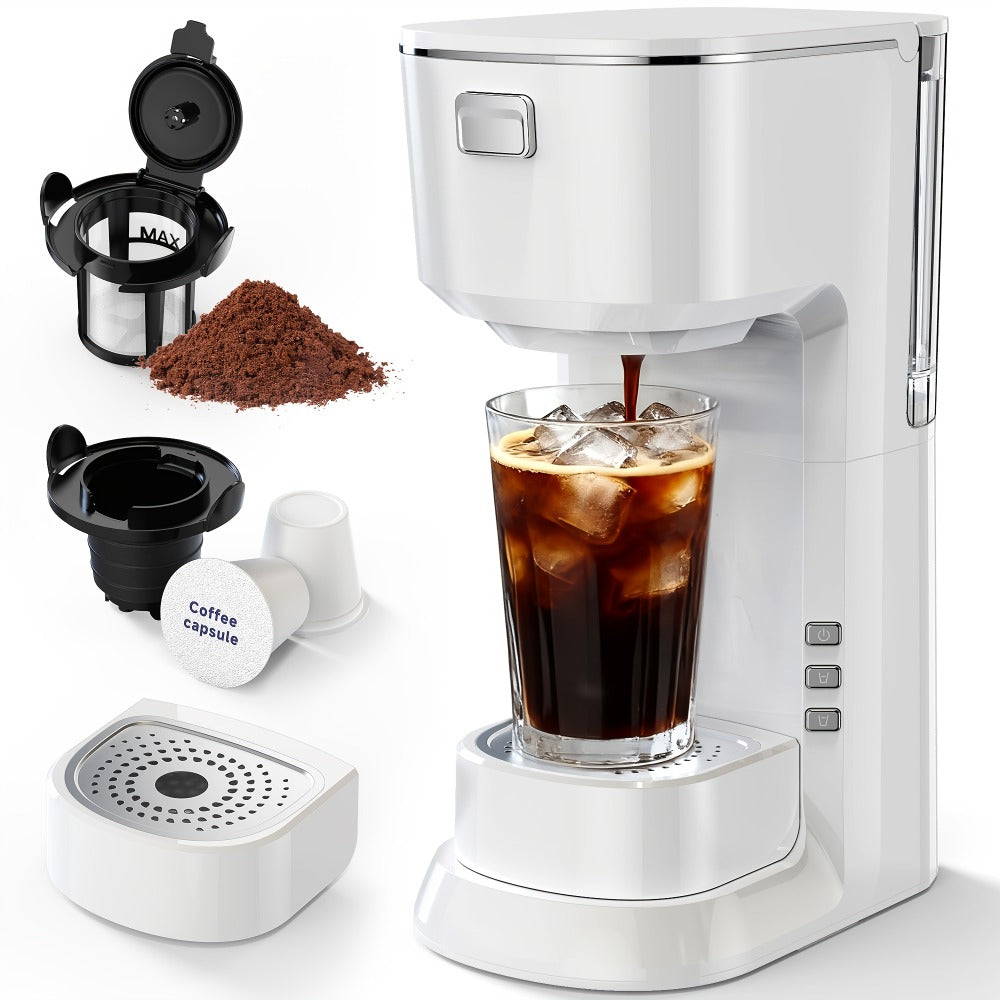 Coffee Maker One-Button Compact Specialty Coffee Machine – Fast Home Brewing, Space-Saving Countertop Design, Barista-Style Results, Available in Black & White