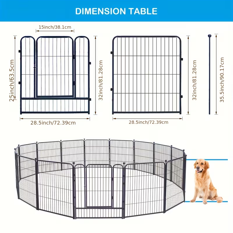 Dog Playpen Heavy Duty Metal - Portable Exercise Pen Fence for Small Medium Large Dogs, 8 or 16 Panel Indoor Outdoor Pet Playpen for RV Camping, Easy Setup Dog Enclosure 32 & 45 Inch