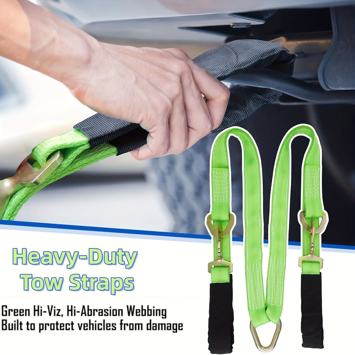 2pcs/set Mytee Products V-Bridle Strap 2" X 6' W/Snap Hooks W/Cordura Sleeve And Axle V-Bridle Strap 2" X 4' W/Snap Hooks/Cordura Sleeve And Axle Strap, D Ring Middle, Heavy-Duty Tow Straps for UTV ATV Truck Car Tractor SUV