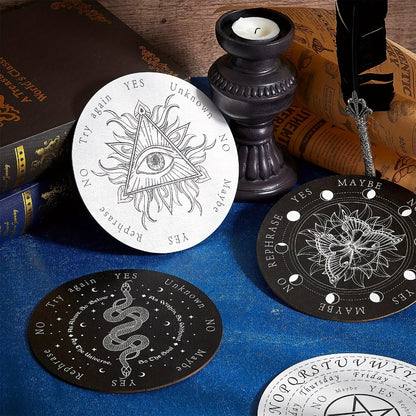 Pendulum Board Wooden 8 Pack – Retro Wiccan Divination Board 6 Inch with Metaphysical Messages Dowsing Board for Beginners Witchcraft Decision Making Spiritual Gift