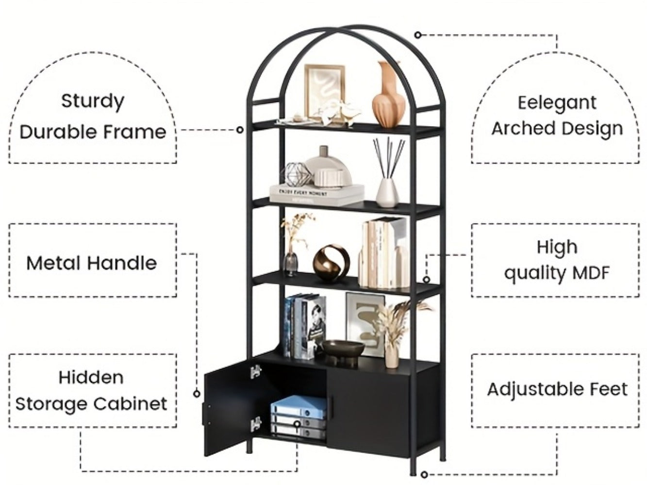 71-Inch Freestanding Bookshelf with Hidden Storage and Multiple Color Options detail image - detail view 18