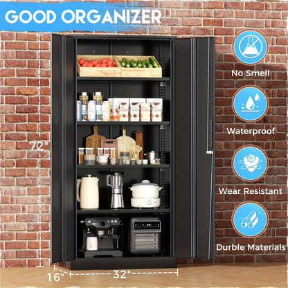 71-Inch Metal Garage Storage Cabinet with Adjustable Shelves detail image - detail view 10