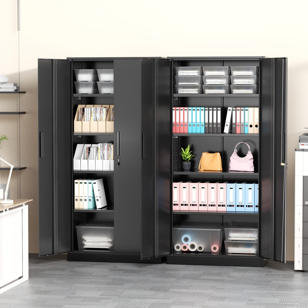 71-Inch Metal Garage Storage Cabinet with Adjustable Shelves detail image