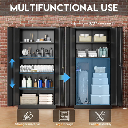 71-Inch Metal Garage Storage Cabinet with Adjustable Shelves detail image - detail view 6