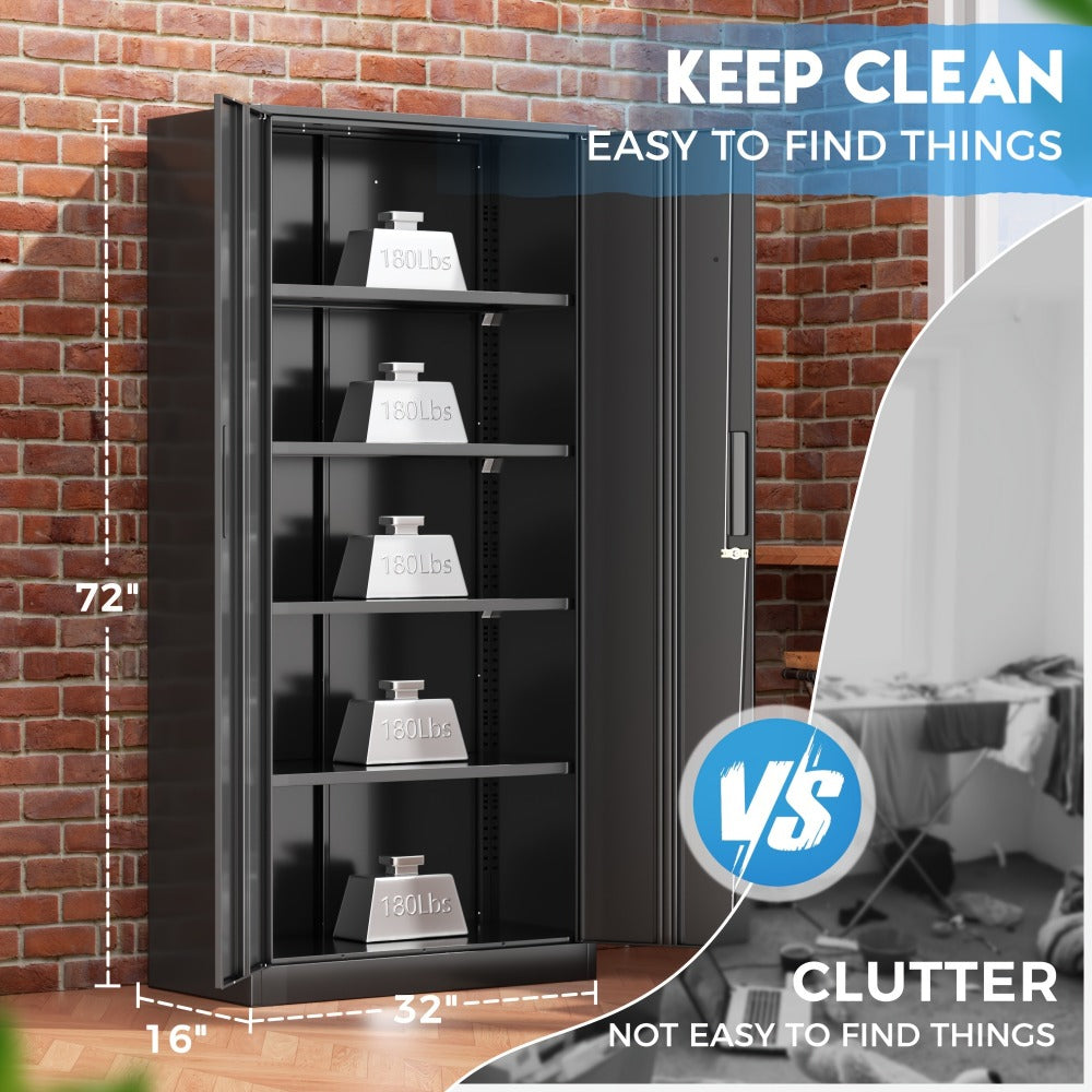 71-Inch Metal Garage Storage Cabinet with Adjustable Shelves detail image - detail view 8